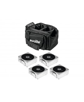 Eurolite Set 4x AKKU IP Flat Light 1 chrome + Soft Bag Battery Lights