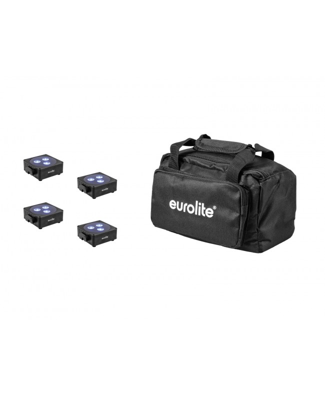 Eurolite Set 4x AKKU Flat Light 3 bk + Soft Bag Battery Lights