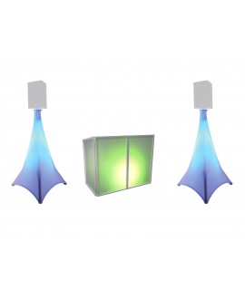 Eurolite Set AKKU 2x Luce piatta 3 bk + Barra-6 + Stativi Tavoli per DJ