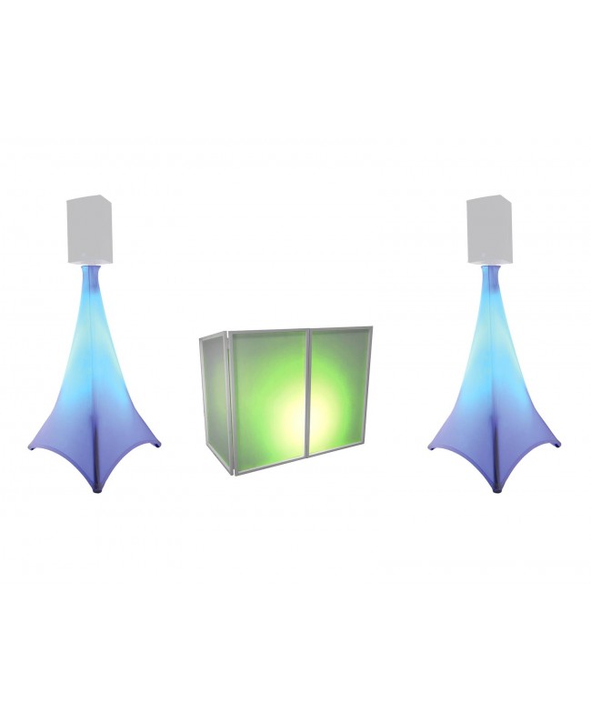 Eurolite Set AKKU 2x Luce piatta 3 bk + Barra-6 + Stativi Tavoli per DJ