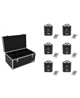 Eurolite Set 6x AKKU TL-3 TCL Trusslight QuickDMX + Custodia TDV-1 Fari LED a batteria