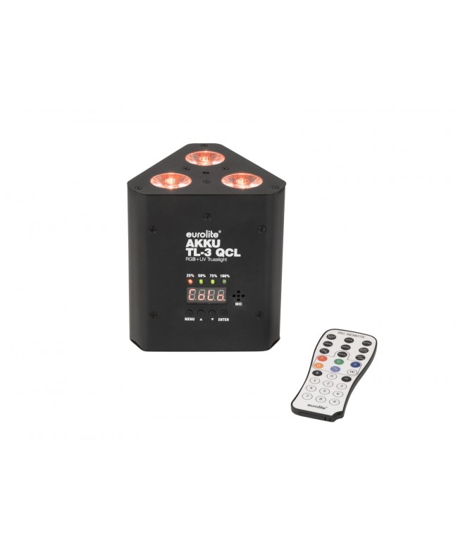 Eurolite Set 4x AKKU TL-3 QCL RGB+UV Trusslight + Custodia con funzione di ricarica Fari LED a batteria