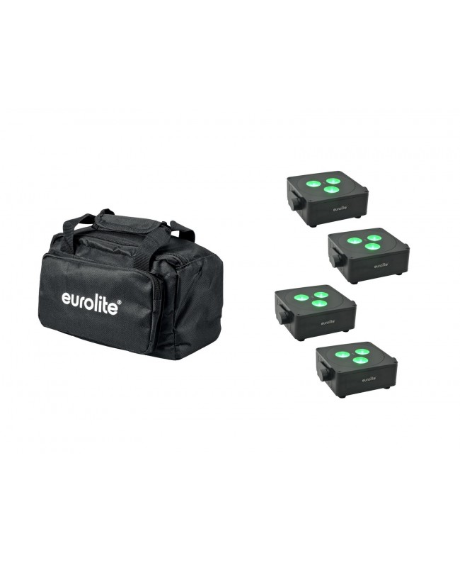 Eurolite Set 4x AKKU IP Flat Light 3 bk + Soft Bag Battery Lights