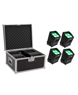Eurolite Set 4x AKKU IP UP-4 Entry QCL Spot QuickDMX + Custodia Fari LED a batteria