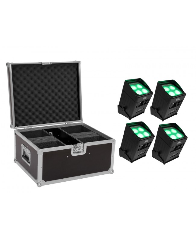 Eurolite Set 4x AKKU IP UP-4 Entry QCL Spot QuickDMX + Case Battery Lights