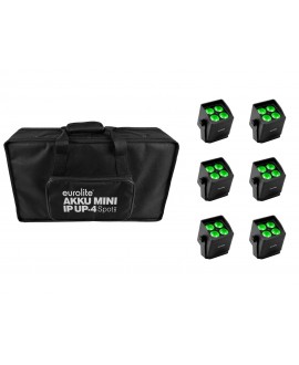 Eurolite Set 6x AKKU Mini IP UP-4 QCL Spot MK2 + Soft-Bag Batteriebetriebene Leuchten