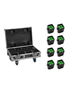Eurolite Set 8x AKKU Mini IP UP-4 QCL Spot MK2 + Case mit Ladefunktion Batteriebetriebene Leuchten