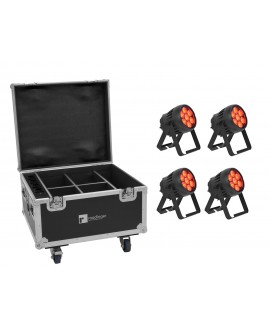Eurolite Set 4x AKKU IP PAR 7 QCL CRMX MK2 + Case with charging function Battery Lights