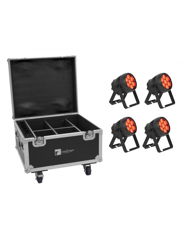 Eurolite Set 4x AKKU IP PAR 7 QCL CRMX MK2 + Case mit Ladefunktion Batteriebetriebene Leuchten