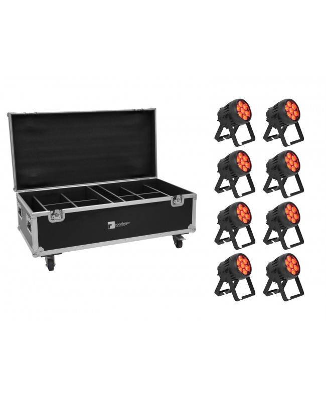 Eurolite Set 8x AKKU IP PAR 7 QCL CRMX MK2 + Custodia con funzione di ricarica Fari LED a batteria