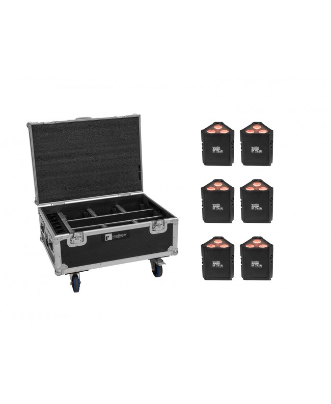 Eurolite Set 6x AKKU IP TL-3 QCL + Case mit Rollen und Ladefunktion Batteriebetriebene Leuchten