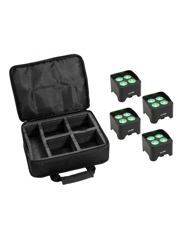 Eurolite Set 4x AKKU Mini UP-4 QCL Spot MK2 + Soft bag Battery Lights