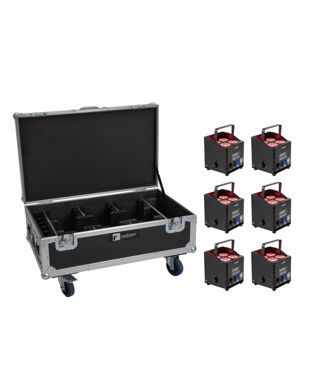 Eurolite Set 6x AKKU UP-4 QCL Spot QuickDMX MK2 + Flightcase with wheels and charging function Battery Lights