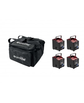 Eurolite Set 4x AKKU UP-4 QCL Spot QuickDMX MK2 + Borsa morbida Fari LED a batteria