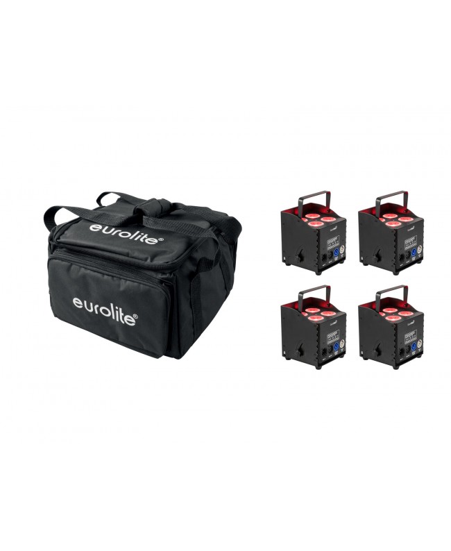 Eurolite Set 4x AKKU UP-4 QCL Spot QuickDMX MK2 + Soft-Bag Batteriebetriebene Leuchten