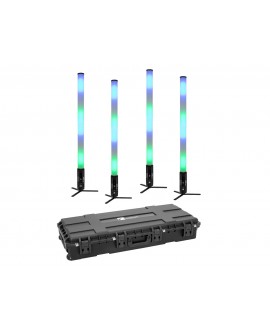 Eurolite Set 4x AKKU IP Pixel Tube 360° PRO CRMX + Kunststoffcase Batteriebetriebene Leuchten