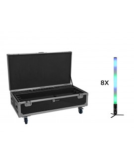 Eurolite Set 8x AKKU IP Pixel Tube 360° PRO CRMX + Flightcase mit Rollen und Ladefunktion Batteriebetriebene Leuchten