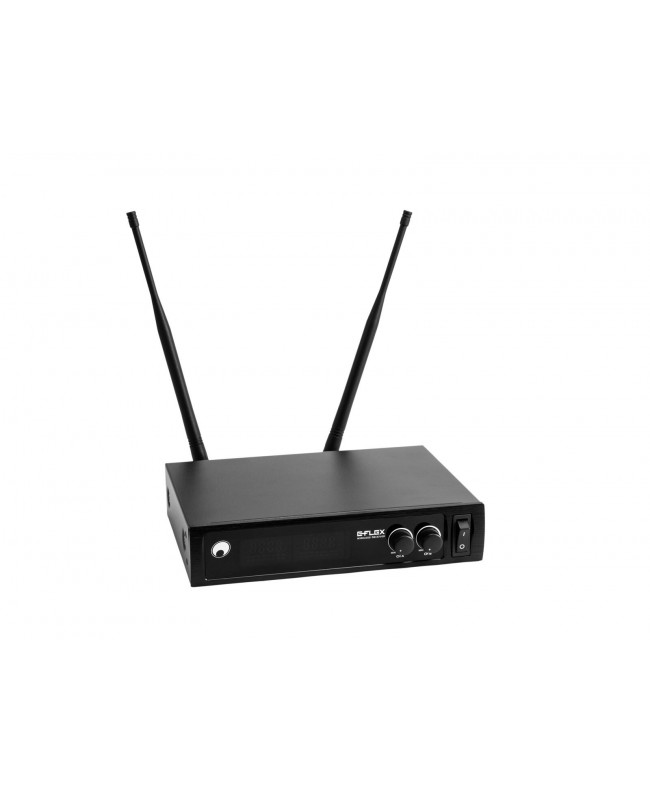 Omnitronic UHF E-FLEX 2, sistema microfonico wireless 823-832/863-865 MHz Sistema wireless con trasmettitore palmare