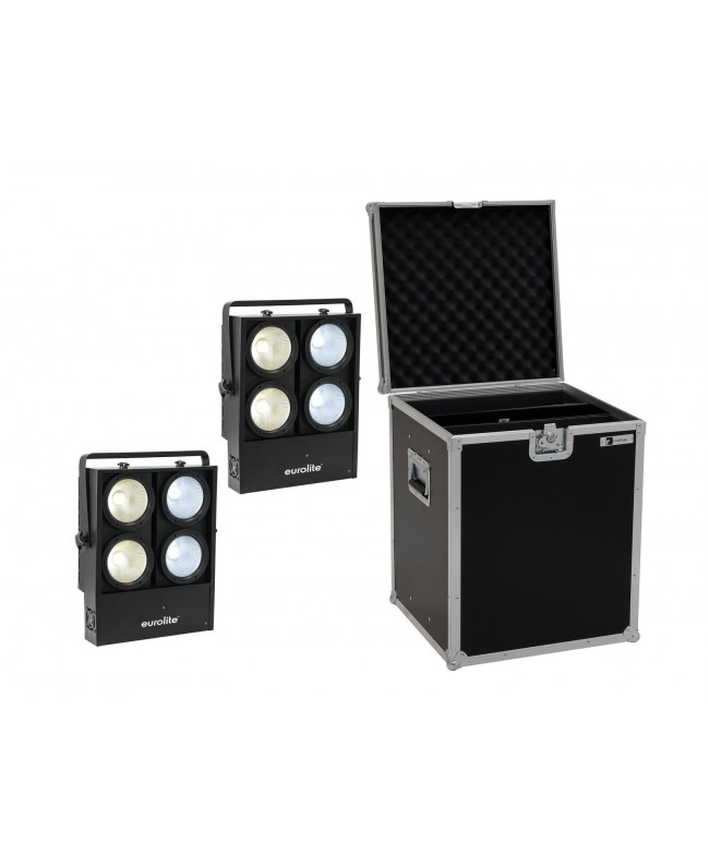 Eurolite Set 2x Audience Blinder 4x100W LED COB CW/WW + Custodia Accecatori