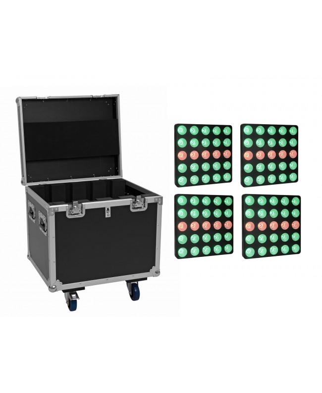 Eurolite Set 4x LED Pixel Matrix Panel 5x5 RGB/WW + Flightcase mit Rollen LED Panele