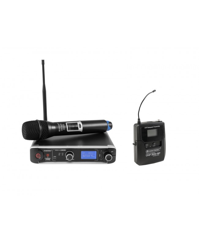 Omnitronic Set UHF-301 Receiver + Transmitter 823-832/863-865 MHz Handheld Wireless Systems