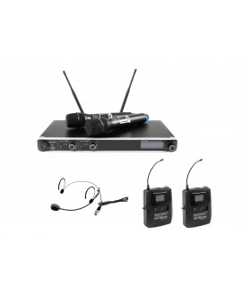 Omnitronic Set UHF-302 Empfänger + Headset + 2x Sender 823-832/863-865 MHz Headset Funksysteme