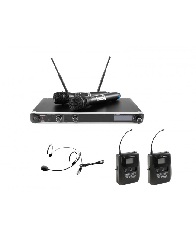 Omnitronic Set UHF-302 Empfänger + Headset + 2x Sender 823-832/863-865 MHz Headset Funksysteme