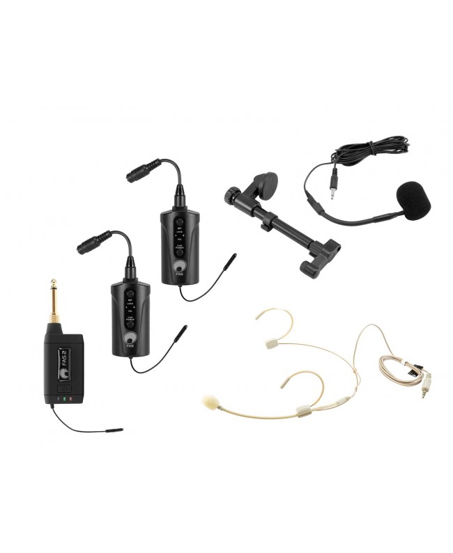 Omnitronic Set FAS TWO + 2x BP + Headset + Acoustic Guitar Microphone 660-690MHz Instrument Microphones