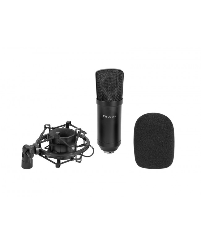 Omnitronic Set MIC CM-78MK2 Large Diaphragm Condenser Mic + AS-04 Desk Microphone Absorber System Large Diaphragm Microphones