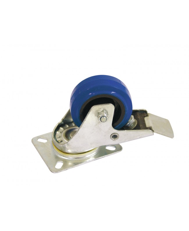 Roadinger Ruota girevole 80 mm blu con freno Costruzione Flightcase