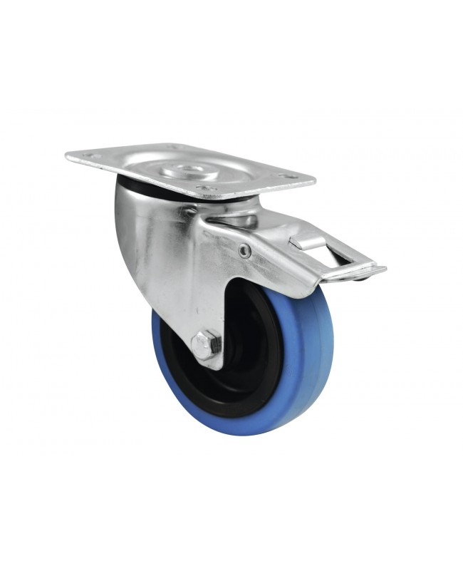 Roadinger Ruota girevole 100mm RUOTA BLU con freno Costruzione Flightcase