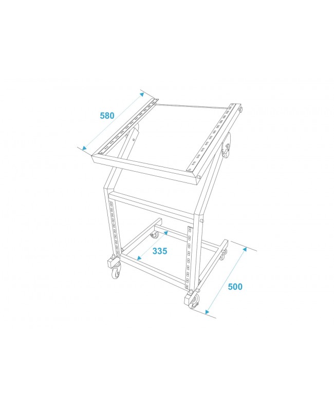 Omnitronic Supporto rack 12U/10U regolabile su ruote Rack 19"