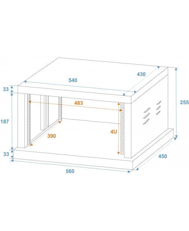 Roadinger Steel Rack SR-19, 4U 19" Racks