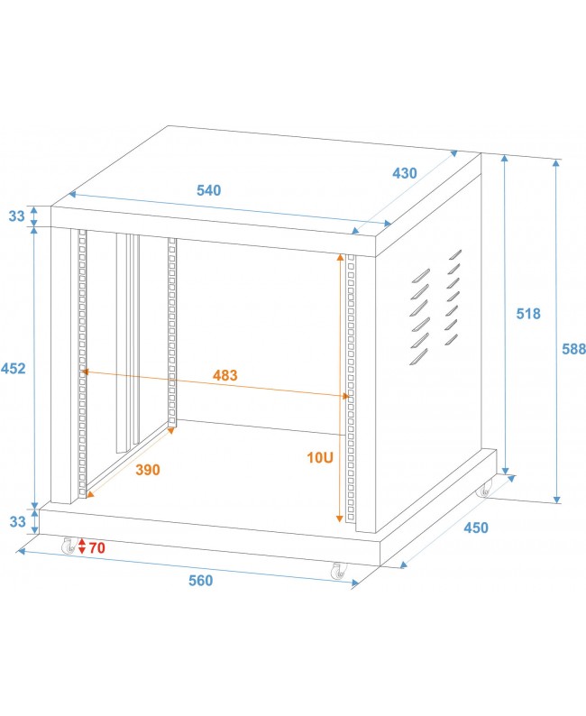 Roadinger Steel Rack SR-19, 10U 19" Racks