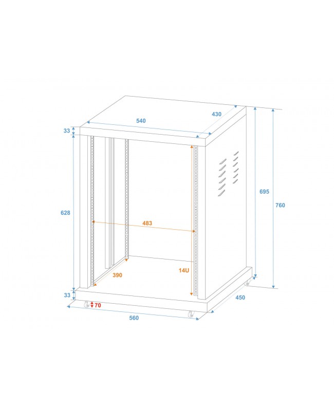 Roadinger Stahl-Rack SR-19, 14HE 19" Rack