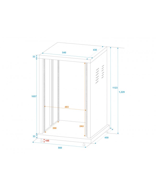 Roadinger Steel Rack SR-19, 24U 19" Racks