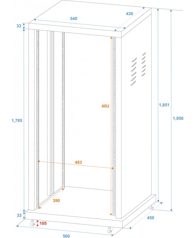 Roadinger Stahl-Rack SR-19, 40HE 19" Rack