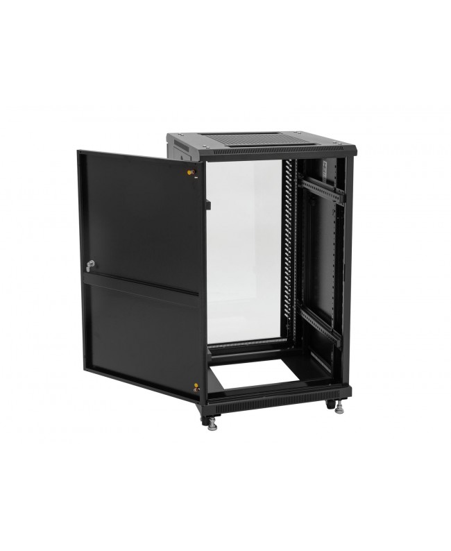 Roadinger SSC-16 Armadio in acciaio con porta in vetro 16U Rack 19"