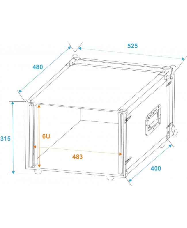 Roadinger Rack per effetti CO DD, 6U, profondità 38 cm, nero Rack 19"