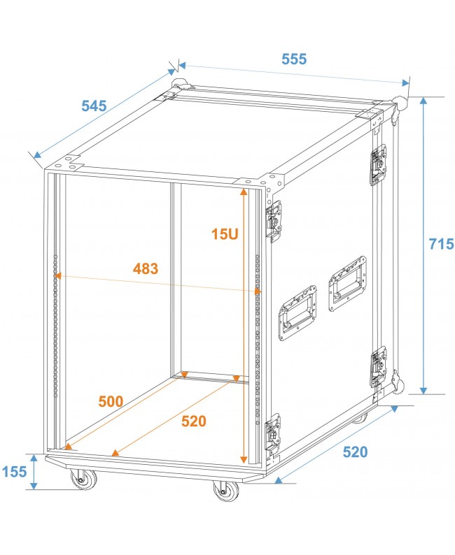 Roadinger Rack PRO 15U 45cm con ruote Rack 19"