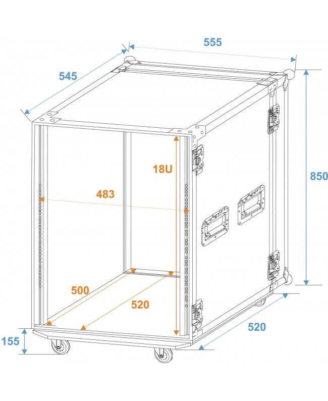 Roadinger Rack PRO 18U 45cm con ruote Rack 19"