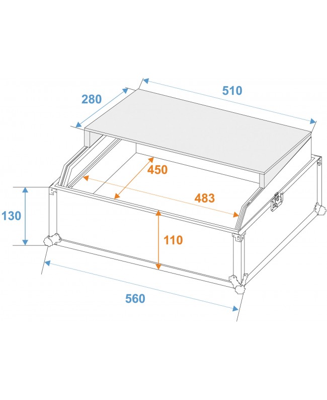 Roadinger Mixer-Case Profi LS-19 Laptopablage sw Mixer-Cases
