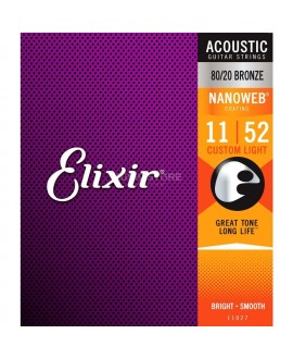 Elixir Acoustic 80/20 Bronze .011 - .052 Corde per Chitarra Acustica
