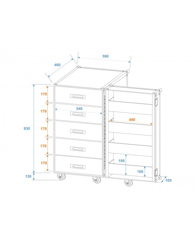 Roadinger TSF-1 Universal Drawer Case with wheels Other Cases