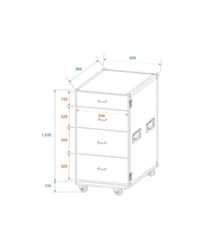 Roadinger ODS-1 Universal-Schubladen-Case mit Rollen Verschiedene Cases