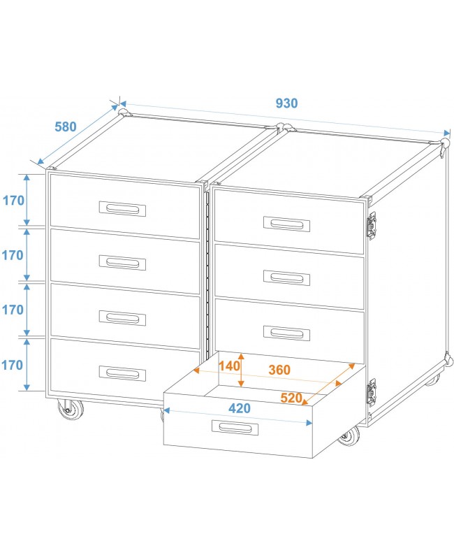 Roadinger DD-2 Universal-Roadie-Case Double Drawer Verschiedene Cases
