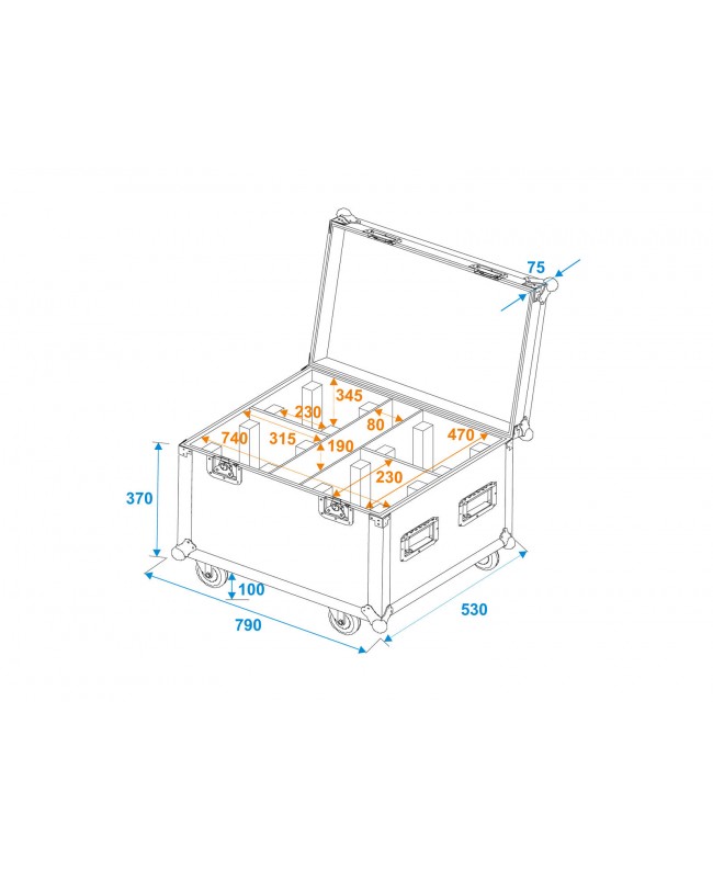 Roadinger Valigetta 4x TMH-X4 Custodie per moving light
