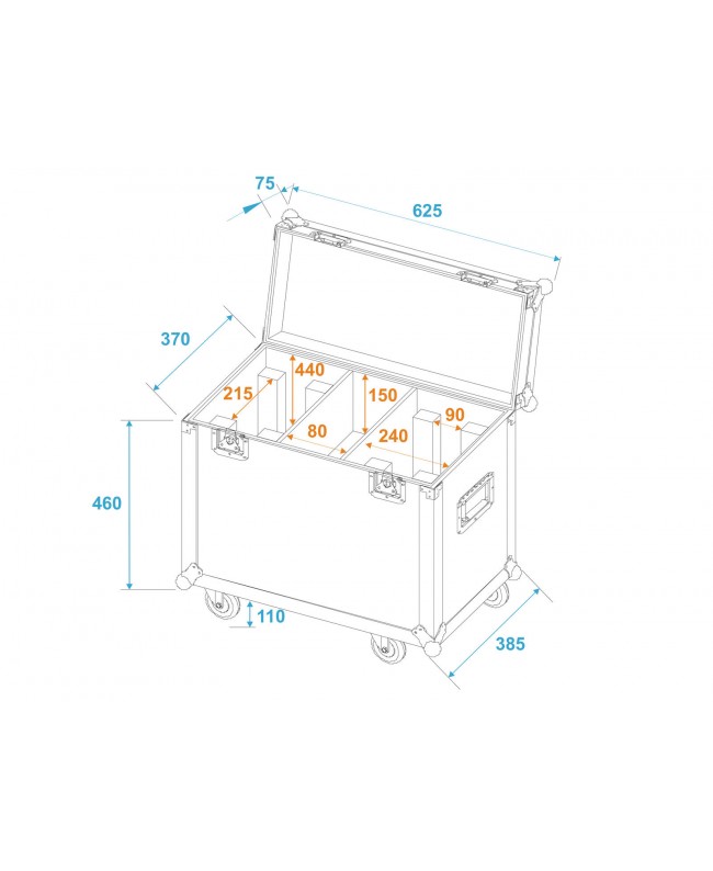 Roadinger Flightcase 2x TMH-X12 con ruote Custodie per moving light