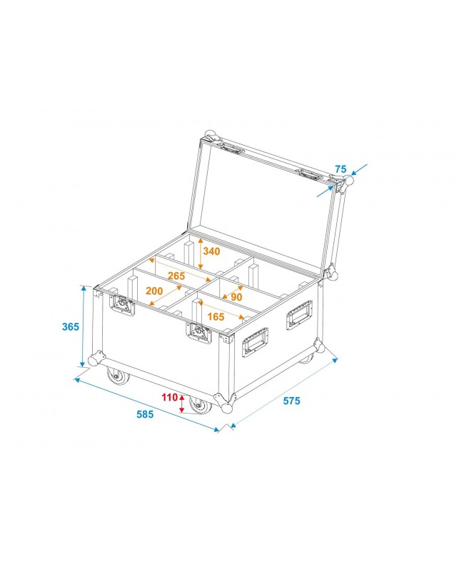 Roadinger Valigia 4x TMH-S90/H90/B90 Custodie per moving light