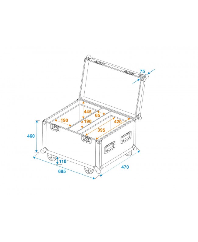 Roadinger Flightcase 2x TMH-W555 Cases for moving lights